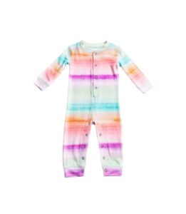 pj salvage kids baby girls’ sleepwear long sleeve peachy romper pj sets, multi, 6-12 mo