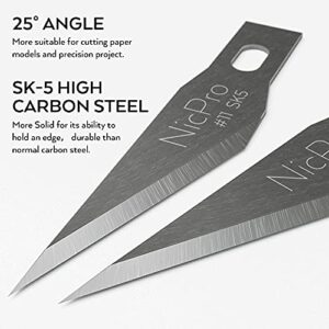 Nicpro 123 PCS Hobby Knife Set, 3 PCS Carving Craft Knife with 120 PCS SK-5 Utility #11 Art Blades Refill, Precision Cutter Craft Kit for Leather Art, Scrapbooking, Foam, Clay, Carving, Scalpel