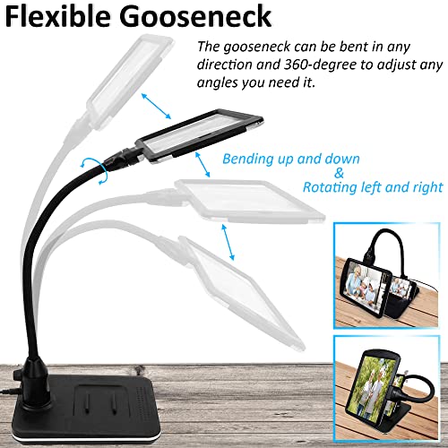M MAGDEPO 4X Gooseneck Magnifying Lamp Lighting with 28 SMD LEDs, Table Desktop Stand Magnifier Hands-Free for Hobby, Sewing, Crafts, Close Work, etc.