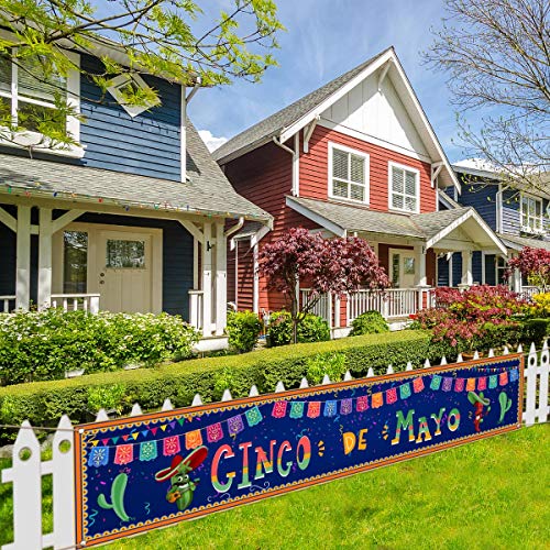 Large Cinco De Mayo Banner for Fence Mexico Cinco De Mayo Party Decoration Backdrop Mexican Fiesta Party Decor Supplies Favors