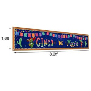 Large Cinco De Mayo Banner for Fence Mexico Cinco De Mayo Party Decoration Backdrop Mexican Fiesta Party Decor Supplies Favors