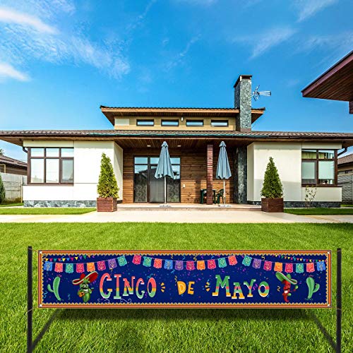 Large Cinco De Mayo Banner for Fence Mexico Cinco De Mayo Party Decoration Backdrop Mexican Fiesta Party Decor Supplies Favors