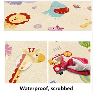 Baby Play Mat Soft Rug Carpet Reversible Waterproof Portable Double Sides Crawling Mats Cute Cartoon Nursery Rug Foam Mats for Kids 70 x 59 x 0.2 Inch