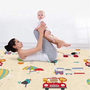 Baby Play Mat Soft Rug Carpet Reversible Waterproof Portable Double Sides Crawling Mats Cute Cartoon Nursery Rug Foam Mats for Kids 70 x 59 x 0.2 Inch