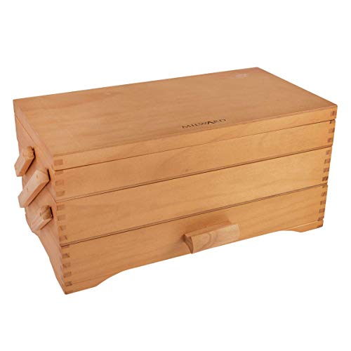 Milward Pine Wood Cantilever Craft Box - Magnetic Closure Box Size: (d/w/h): 17 x 38 x 18cm