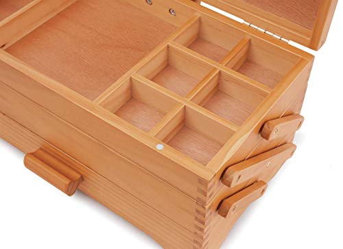 Milward Pine Wood Cantilever Craft Box - Magnetic Closure Box Size: (d/w/h): 17 x 38 x 18cm