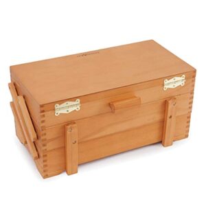 Milward Pine Wood Cantilever Craft Box - Magnetic Closure Box Size: (d/w/h): 17 x 38 x 18cm