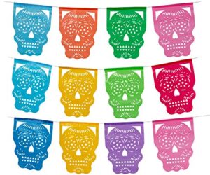 paper full of wishes day of the dead plastic papel picado 2pk cabezita calavera i 12 plastic panels per banner i each banner over 12ft hanging