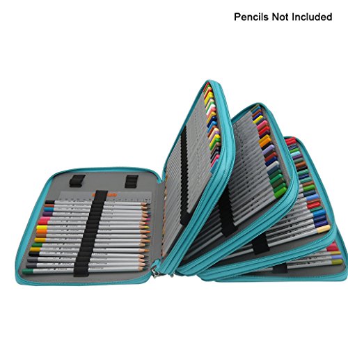 YuanKanJu MarsPie Soft and PU Leather Pencil Case for Colored Pencils 184 Slots (Green)