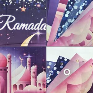 JKQ Ramadan Kareem Backdrop Banner 71 x 43 Inch Muslim Ramadan Background Banner Lantern Moon Castle Islamic Eid Mubarak Festival Party Decorations Ramadan Mubarak Indoor Outdoor Photo Booth Props