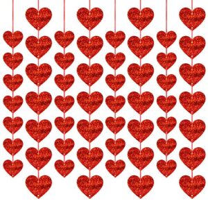 24 Pack red Heart Garlands Valentine's Day Decorations 144 Pieces Red Hearts for Valentine's Day, Wedding, Mother's Day, Party Supplies, No DIY