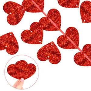 24 Pack red Heart Garlands Valentine's Day Decorations 144 Pieces Red Hearts for Valentine's Day, Wedding, Mother's Day, Party Supplies, No DIY