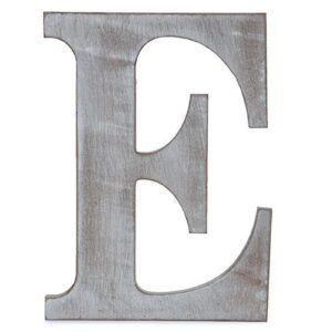 The Lucky Clover Trading E Wood Block, 14" L, Charcoal Grey Wall Letter, Gray