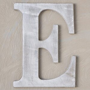 The Lucky Clover Trading E Wood Block, 14" L, Charcoal Grey Wall Letter, Gray