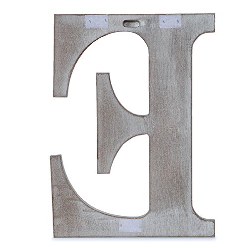 The Lucky Clover Trading E Wood Block, 14" L, Charcoal Grey Wall Letter, Gray