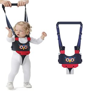 Wocharm Baby Walking Harness Baby Handheld Kids Walker, Child Learning Walk Support Assist Trainer Tool for 7-24 Month Old（Owl-Dark Blue ）