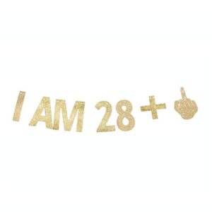 morndew gold gliter i am 28+1 paper banner for 29th birthday party sign backdrops funny/gag 29 bday party wedding anniversary celebration party retirement party decorations