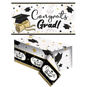 JOYIN 2023 Graduation Party Supplies Congrats Grad 36"x 70" Banners, 54"x72" Tablecloth for Graduation Party Supply Decoration Schools or Grades Party Supplies