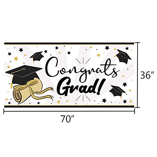 JOYIN 2023 Graduation Party Supplies Congrats Grad 36"x 70" Banners, 54"x72" Tablecloth for Graduation Party Supply Decoration Schools or Grades Party Supplies