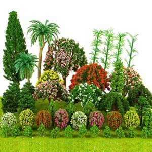 60pcs model trees mixed miniature trees plants model tree train scenery artificial fake trees model railroad scenery diorama supplies for diy crafts, building model, scenery landscape