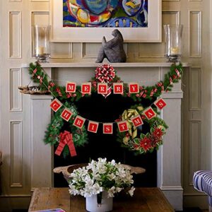 Merry Christmas Banners, Holiday Christmas Decoration Burlap Banner, Christmas Sign Hangings for Windows, Door Entry, Office, Fireplace, Wall