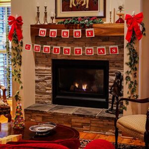 Merry Christmas Banners, Holiday Christmas Decoration Burlap Banner, Christmas Sign Hangings for Windows, Door Entry, Office, Fireplace, Wall