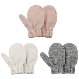kids winter toddler mittens multicolor soft knitted gloves thick cold protection mitten color set 3