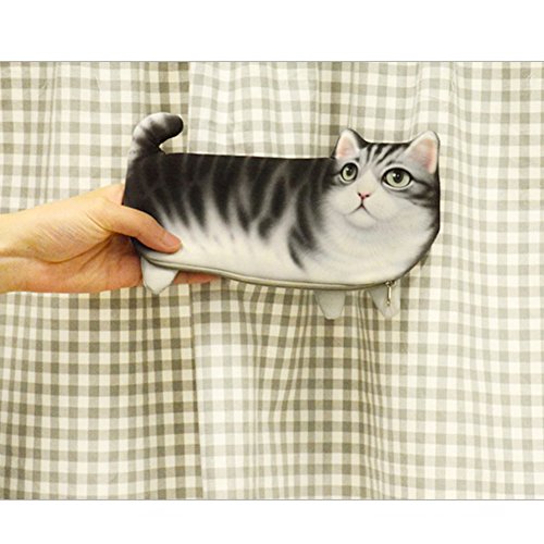 Pamayaneen 3D Cute Black Cat Zipper Pen Case Pouch Horizontal Stationary Kawaii Pencil Box for Cat Lovers Purse Travel Cosmetic Bag