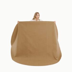 gathre mat – maxi circle | luxurious, faux-leather drop cloth | perfect craft time, picnic or beach blanket | wipeable, waterproof, mat for under high chair | 80in diameter, camel