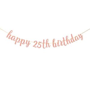innoru glitter happy 25th birthday banner – 25 bitches sign banner – cheers to 25 years birthday party bunting decorations rose gold