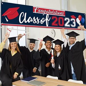 class of 2023 graduation decorations banner blue and red graduation yard sign large congratulations backdrop for college graduation party decorations 2023(blue)