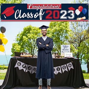 Class of 2023 Graduation Decorations Banner Blue and Red Graduation Yard Sign Large Congratulations Backdrop for College Graduation Party Decorations 2023(Blue)