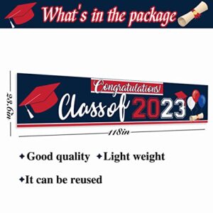 Class of 2023 Graduation Decorations Banner Blue and Red Graduation Yard Sign Large Congratulations Backdrop for College Graduation Party Decorations 2023(Blue)