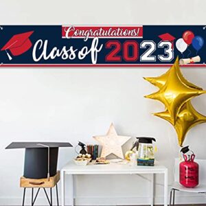 Class of 2023 Graduation Decorations Banner Blue and Red Graduation Yard Sign Large Congratulations Backdrop for College Graduation Party Decorations 2023(Blue)