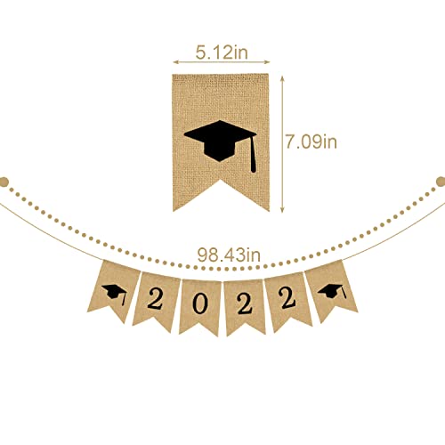 Rainlemon Jute Burlap 2022 Graduation Party Banner Classroom Decoration Photo Booth Backdrop