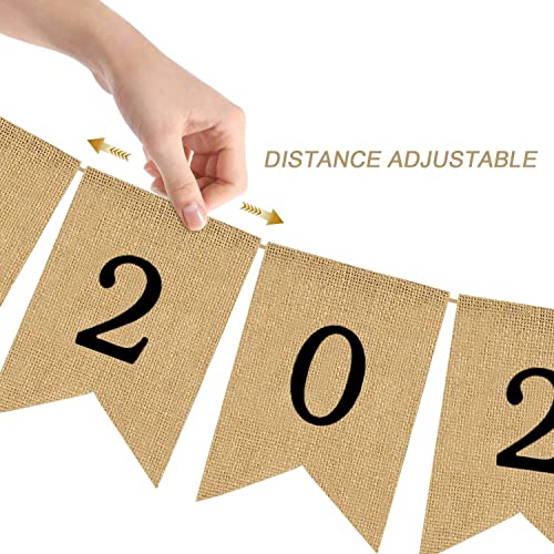 Rainlemon Jute Burlap 2022 Graduation Party Banner Classroom Decoration Photo Booth Backdrop