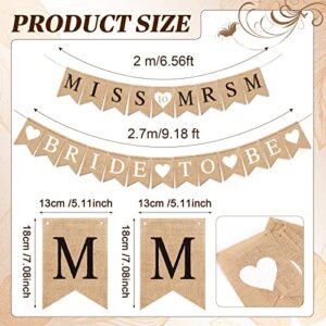 3 Pieces Bride to Be Banner Burlap Banner Kraft Bride to Be Photo Banner Bridal Shower Decorations Bride to Be Decorations Miss to Mrs Banner Rustic Bunting Garland for Party Decorations Supplies