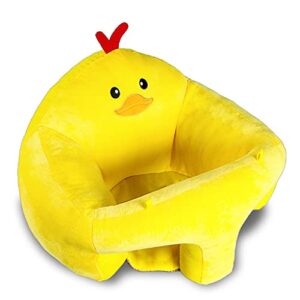 blublu park baby support seat chair, plush cute soft animals shaped learning to sit chair keep sitting posture comfortable for toddler, yellow duck