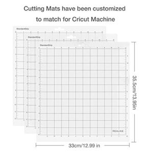 REALIKE 12x12 StandardGrip Cutting Mat for Cricut Explore One/Air/Air 2/Maker(3 Mats), Gridded Adhesive Non-Slip Cut Mat for Crafts, Quilting, Sewing and All Arts