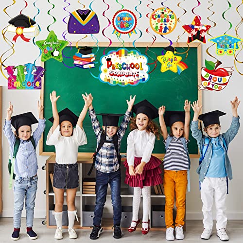 Yisong 46 Pieces Preschool Graduate Party Decorations Kindergarten Graduation Party Congrats Hanging Swirl for Pre Elementary Celebration Graduation Party Class of 2023 Ceremony School Party Supplies