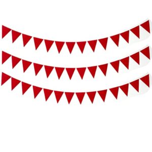 42pcs 39 ft red triangle flags red party decorations bunting felt fabric flag banner garland hanging triangle flag pennant banner for party wedding birthday baby bridal shower home decor(red, 42)