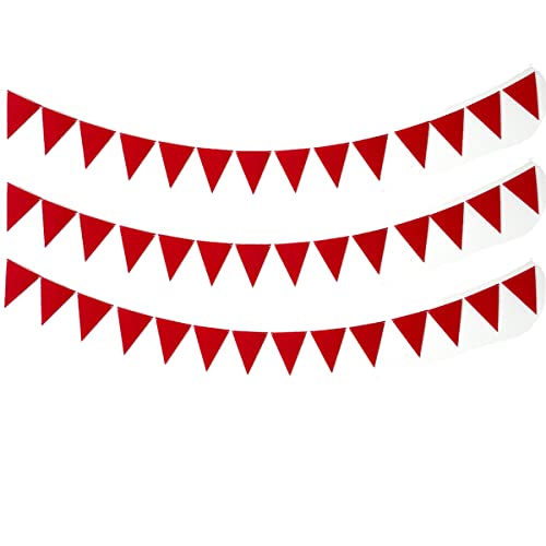 42pcs 39 Ft Red Triangle Flags Red Party Decorations Bunting Felt Fabric Flag Banner Garland Hanging Triangle Flag Pennant Banner for Party Wedding Birthday Baby Bridal Shower Home Decor(Red, 42)