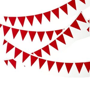 42pcs 39 Ft Red Triangle Flags Red Party Decorations Bunting Felt Fabric Flag Banner Garland Hanging Triangle Flag Pennant Banner for Party Wedding Birthday Baby Bridal Shower Home Decor(Red, 42)