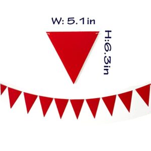 42pcs 39 Ft Red Triangle Flags Red Party Decorations Bunting Felt Fabric Flag Banner Garland Hanging Triangle Flag Pennant Banner for Party Wedding Birthday Baby Bridal Shower Home Decor(Red, 42)