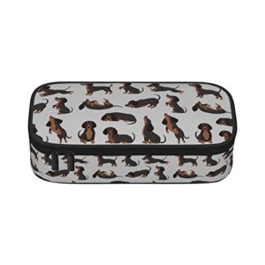 yrebyou cute cartoon dachshund dog pencil case large capacity pouch pen marker desk stationery organizer box cosmetic makeup bag for school office college university student girls boys