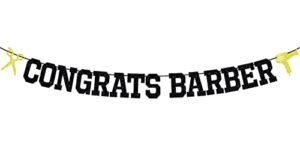 black glitter congrats barber banner – congrats graduation sign for barber, congrats grad party decorations for barber