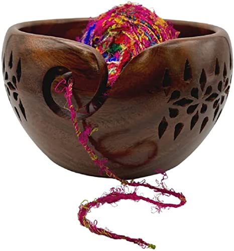 Revolution Fibers Premium"Victoria" Yarn Bowl for Knitting, Crochet, Sewing & Crafts | Portable and Beautifully Handcrafted Rosewood Yarn Bowl for Your Projects