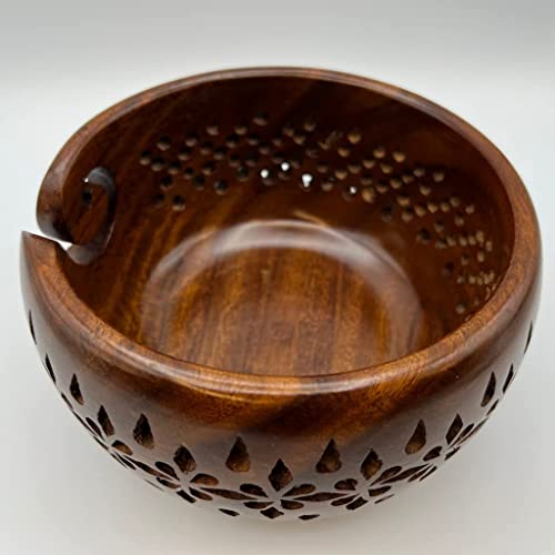 Revolution Fibers Premium"Victoria" Yarn Bowl for Knitting, Crochet, Sewing & Crafts | Portable and Beautifully Handcrafted Rosewood Yarn Bowl for Your Projects