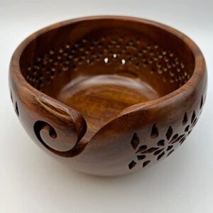 Revolution Fibers Premium"Victoria" Yarn Bowl for Knitting, Crochet, Sewing & Crafts | Portable and Beautifully Handcrafted Rosewood Yarn Bowl for Your Projects