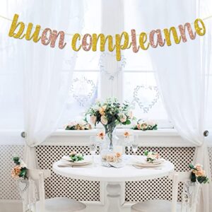 Buon Compleanno Banner - Italian Happy Birthday Sign, Italian Themed Birthday Party Decoration Supplies